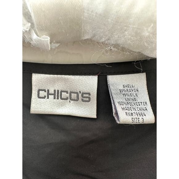 CHICO’S | Crushed Velvet Jacket Red Black Asian Print Open Front | Size 3 XL - Picture 5 of 5